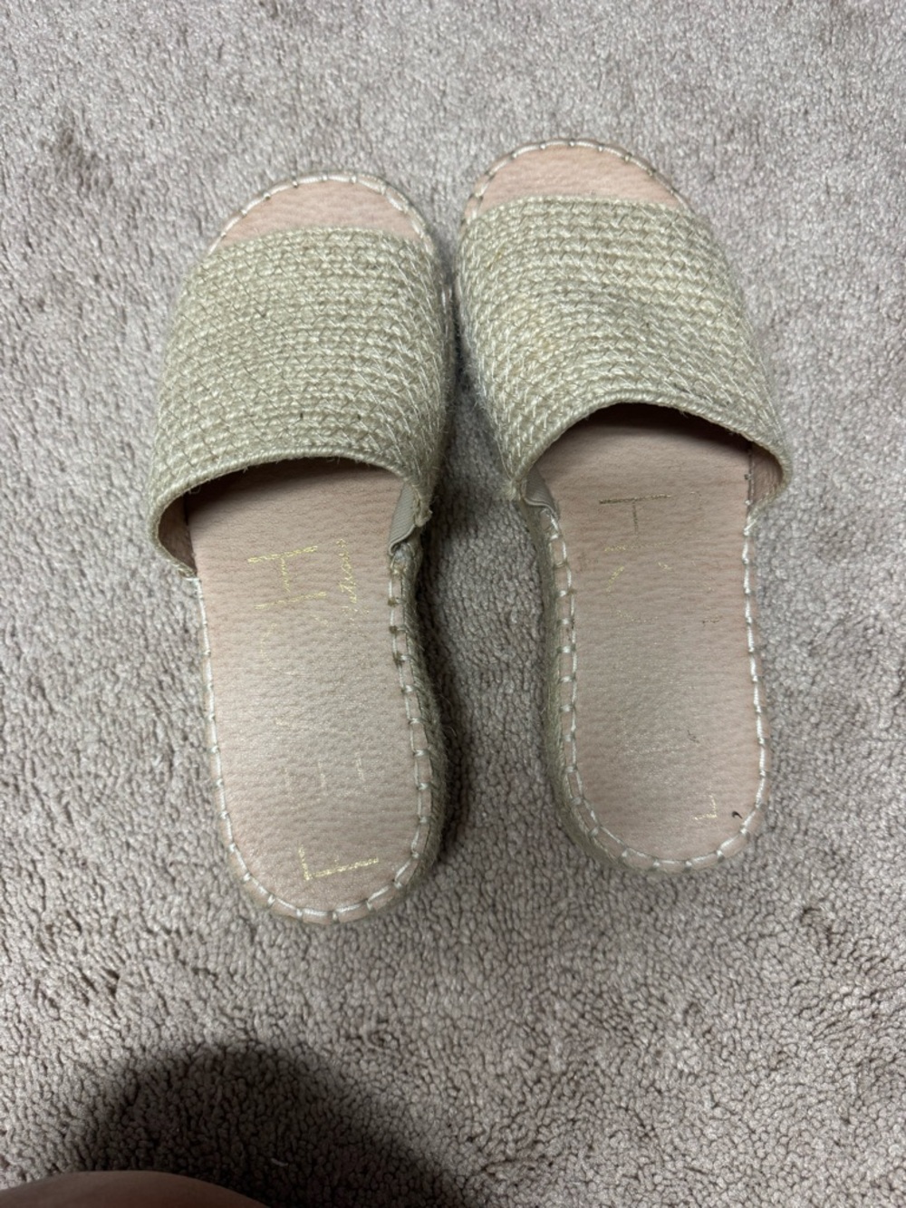 Beach  Beige Woven Espadrille Slide Mules